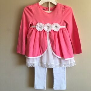 Kids Headquarters 2 Pc.  top& leggings set, Little Girl size 5.